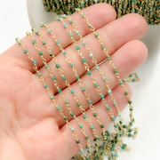 Turquoise Gold Plated 925 Sterling Silver Wire Chain.